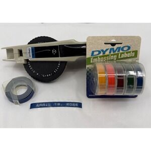 Vintage Dymo 1530 Embossing Label Maker 1/4 3/8 Tape W/ New 5pk & 1 Extra Tape